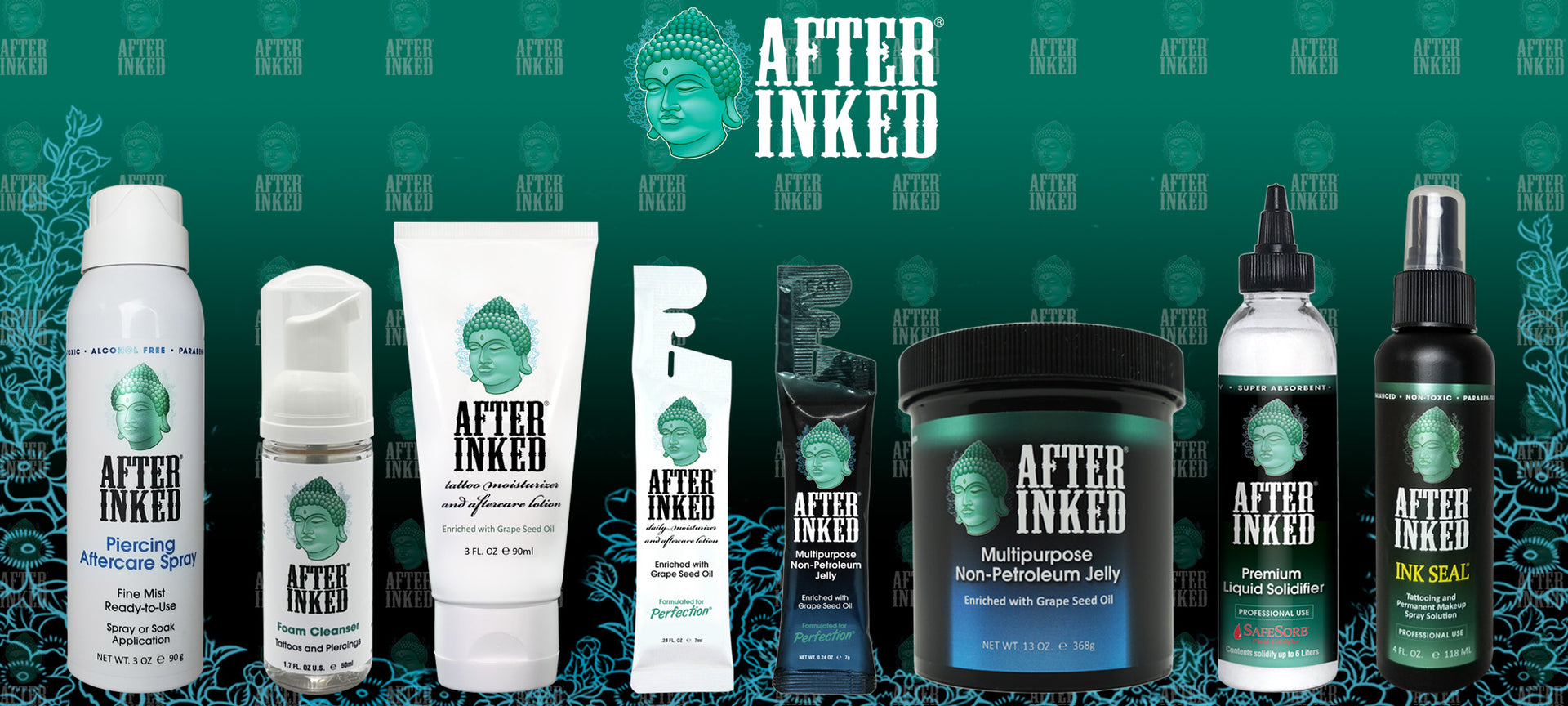 Load video: After Inked tattoo aftercare, piercing aftercare and PMU permanent make up care. Tattoo moisturizer, foam cleanser soap, piercing spray. Premium skin care products for tattoos, piercing and permanent make up.