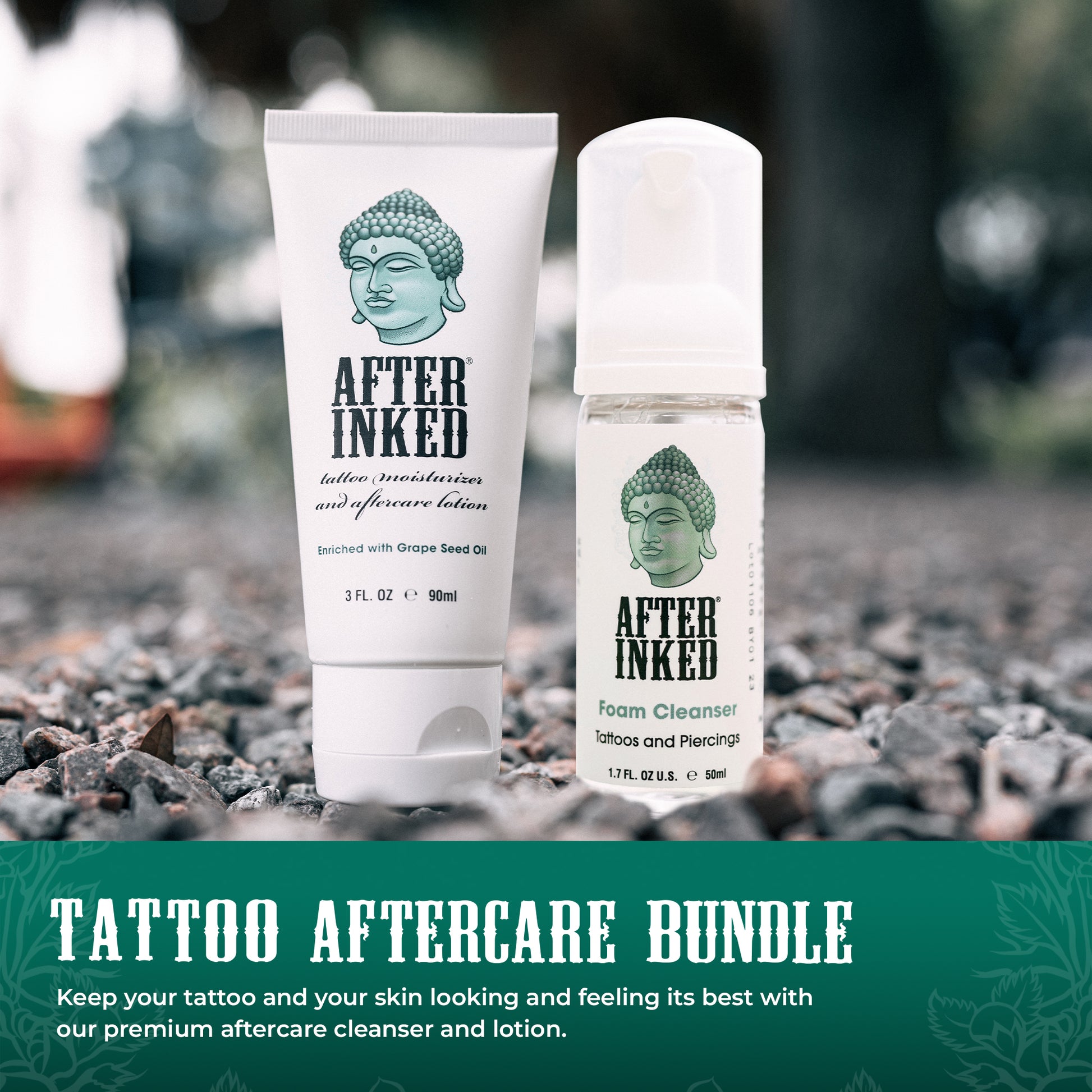 Tattoo aftercare bundle. Keep your tattoo and your skin looking and feeling its best with our premium aftercare cleanser and lotion