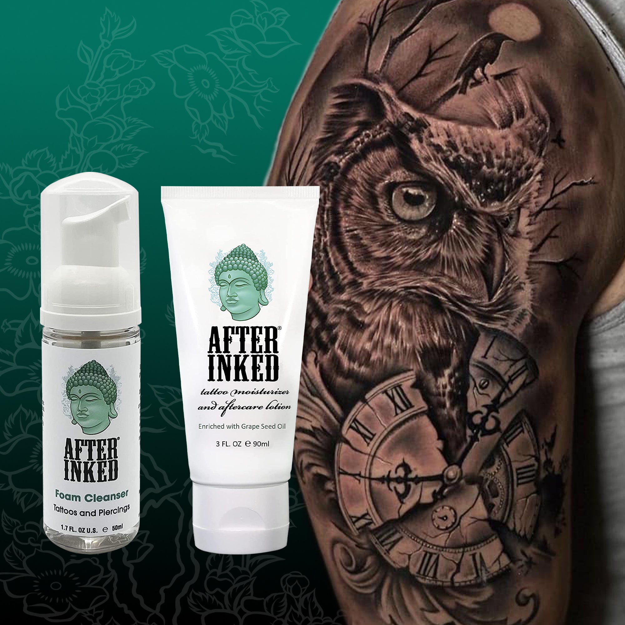 Tattoo aftercare lotion plus tattoo soap foam cleanser bundle.