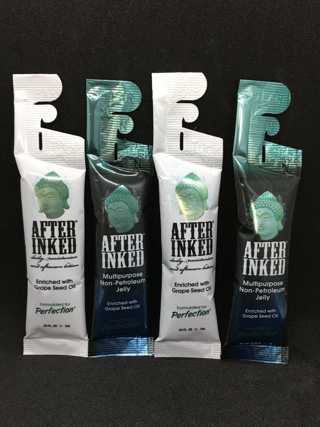 Tattoo aftercare lotion and non-petroleum jelly ointment reclosable pillow packs, mixed 50-pc bundle