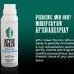 Piercing and body modification aftercare sprayAfter Inked Piercing Aftercare Spray is specially formulated with a non-iodized saline solution to gently cleanse piercings and body modifications without disrupting the skin tissue of your pierced areas.