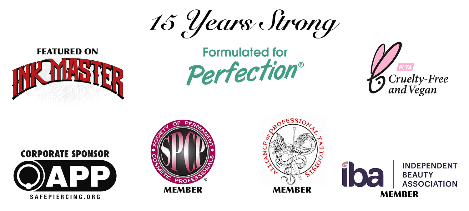 After Inked 15 years strong Cruelty-free Vegan. Featured on Ink Master. Corporate Sponsor Association Professional Piercers. Member Society Permanent Cosmetic Professionals. Member Alliance Professional Tattooists. Member Independent Beauty Association.