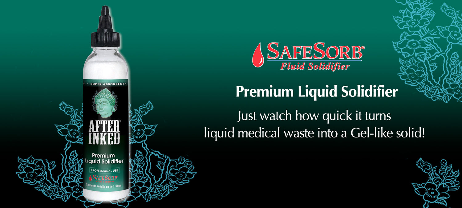 SafeSorb premium solidifier turns liquid medical waste into a gel-like solid.
