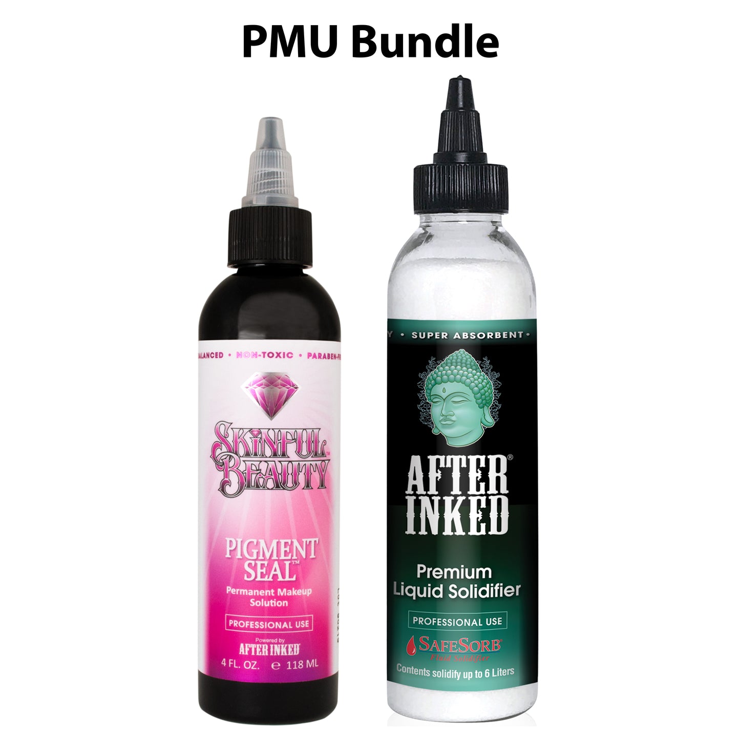 PMU Bundle: Pigment Seal permanent makeup solution for professional use, 4oz bottle, plus  SafeSorb Premium liquid solidifier for professional use. 